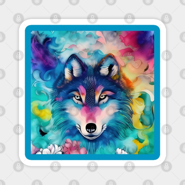 Colorful Wolf Face Magnet by Chance Two Designs