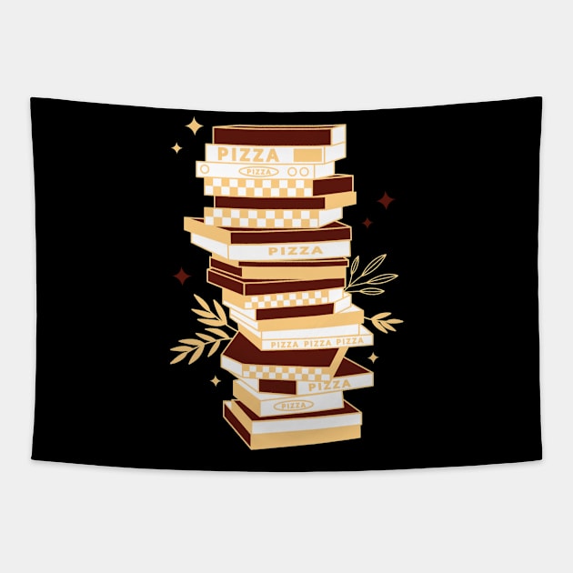 Stacked Pizza Boxes Tapestry by InkyArt