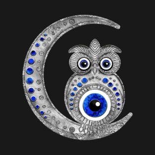 Evil Eye Amulet - Owl on the moon T-Shirt