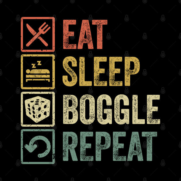 Funny eat sleep boggle repeat retro vintage gift - Boggle - Phone Case