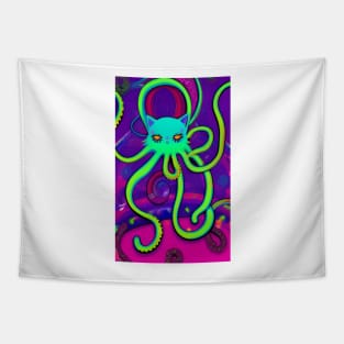 Psychedelic cat octopus Tapestry