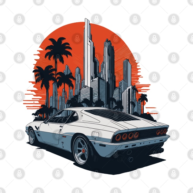 retro sunset car art by therustyart