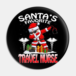 Santas Favorite Travel Nurse Christmas T Shirt Pin