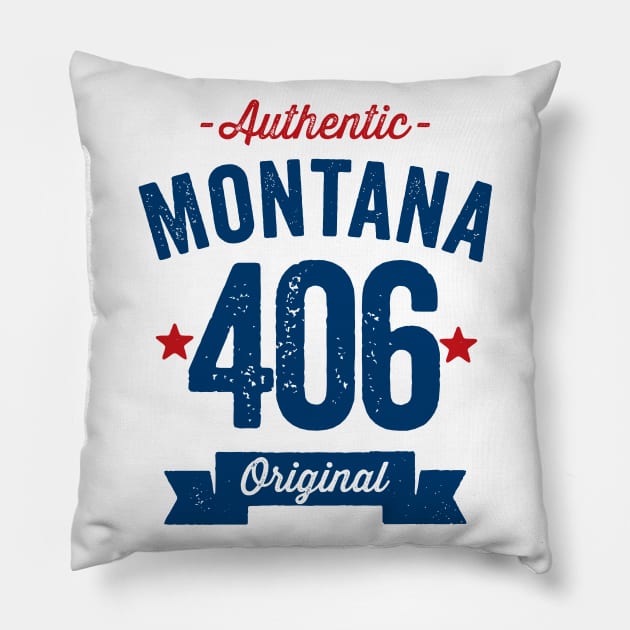 Authentic Montana 406 Area Code Pillow by DetourShirts