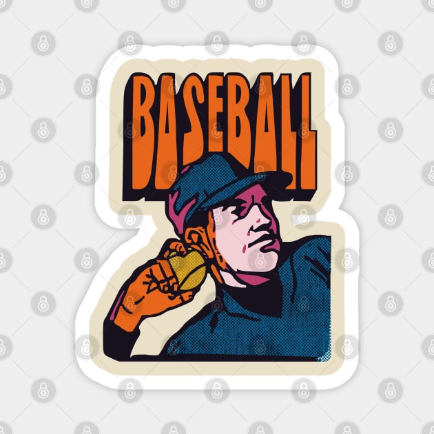 Baseball Pitcher Vintage 1970s Pop Art Style Magnet by RCDBerlin