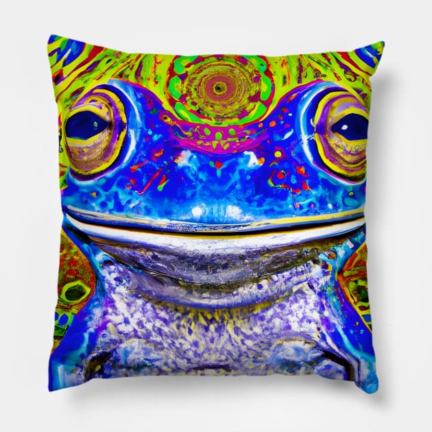 Frogger Spirit Animal (7) - Trippy Psychedelic Frog Pillow by TheThirdEye