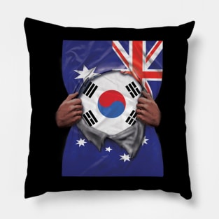 South Korea Flag Australian Flag Ripped - Gift for South Korean From South Korea Pillow