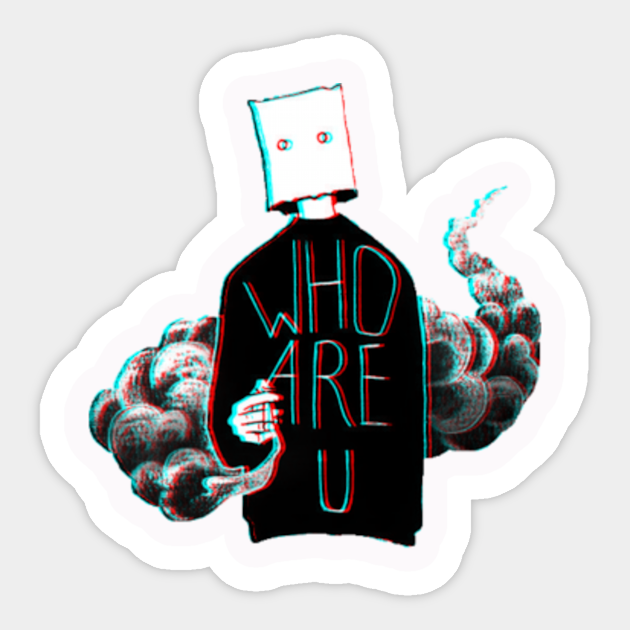 picture Sticker Design Aesthetic Black And White aesthetic design black and white with glitch who you are identity crisis smoking figure