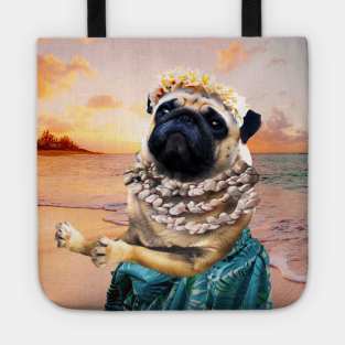 Cute Aloha Pug Hawaiian Tote