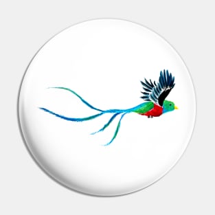 Flying Quetzal in Watercolor Pin