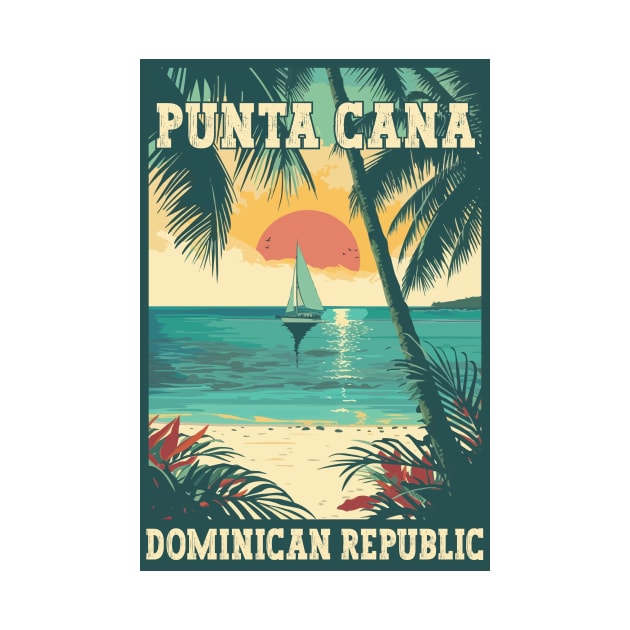 Punta Cana Dominican Republic Tropical Paradise Travel Art by turtlestart