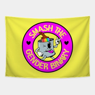 Smash The Gender Binary - Cute Rainbow Cartoon Tapestry