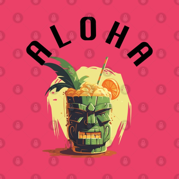 Tiki Drink - Aloha (Black Lettering) by VelvetRoom