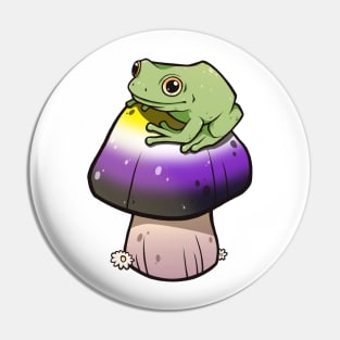Nonbinary Pride Mushroom Frog Pin