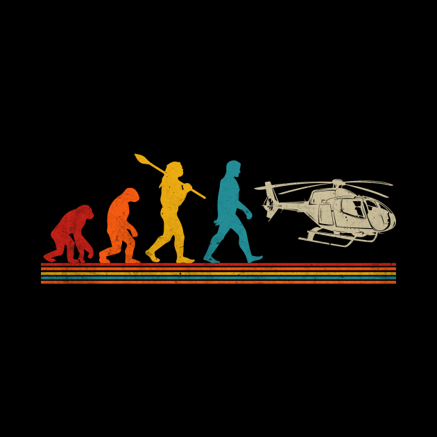 Funny Helicopter Evolution Retro Vintage by Visual Vibes