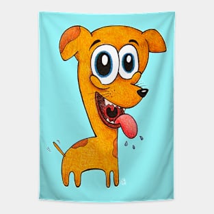 Happy Pup - Cute and Funny Cartoon Dog Tapestry