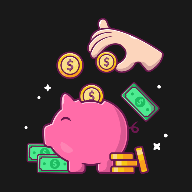 Hands put coins in a piggy bank cartoon by Catalyst Labs