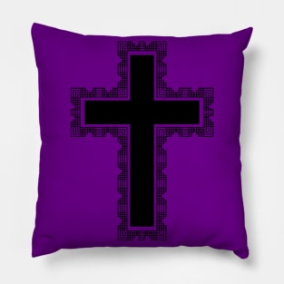 Black Christian Cross With Purple Frame Pillow