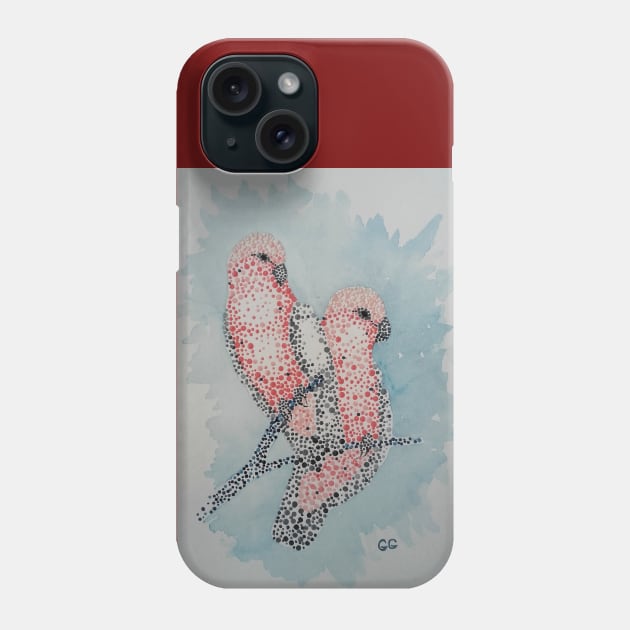 Australian Galahs painted in Pointalism Style - Dots Phone Case by GarryGreenwood