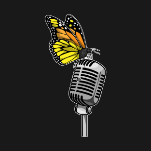 Butterfly Singer Microphone Music T-Shirt