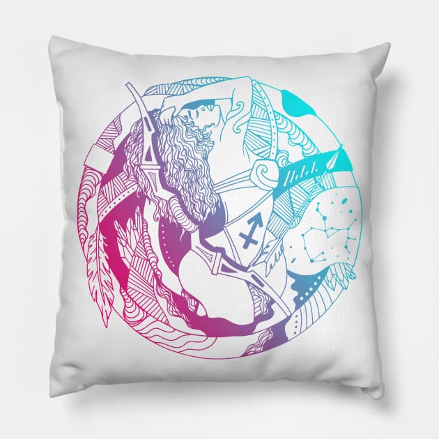 Dual Color Sagittarius Beauty Pillow by kenallouis