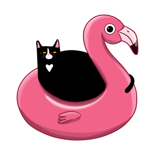 Kitty on a Flamingo Floatie T-Shirt