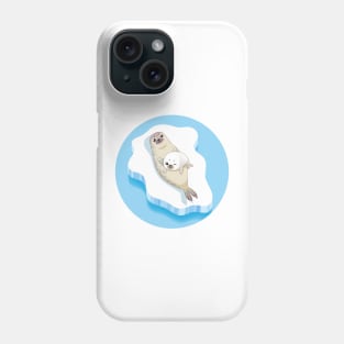 Cute seals family cartoon character design. vector Illustration. Phone Case