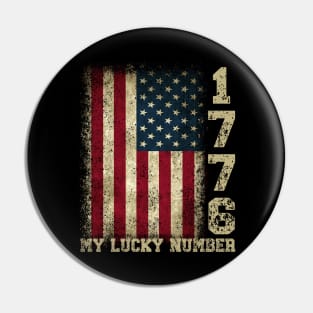 1776 MY LUCKY NUMBER FREEDOM USA 4TH OF JULY Pin