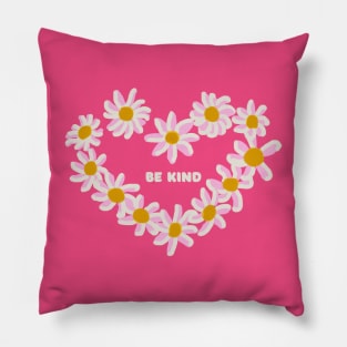 BE KIND PINK FLOWERS IN HEART Pillow