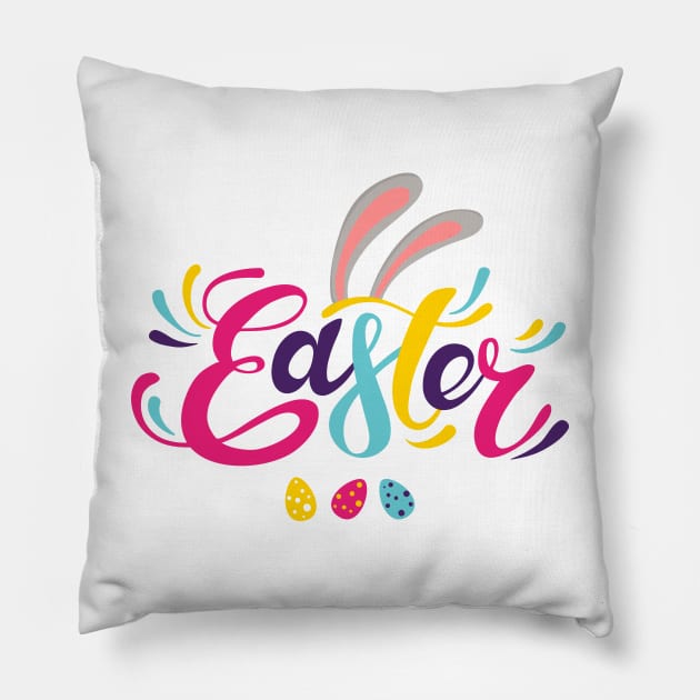 Happy Easter colorful logo Pillow by Marysha_art