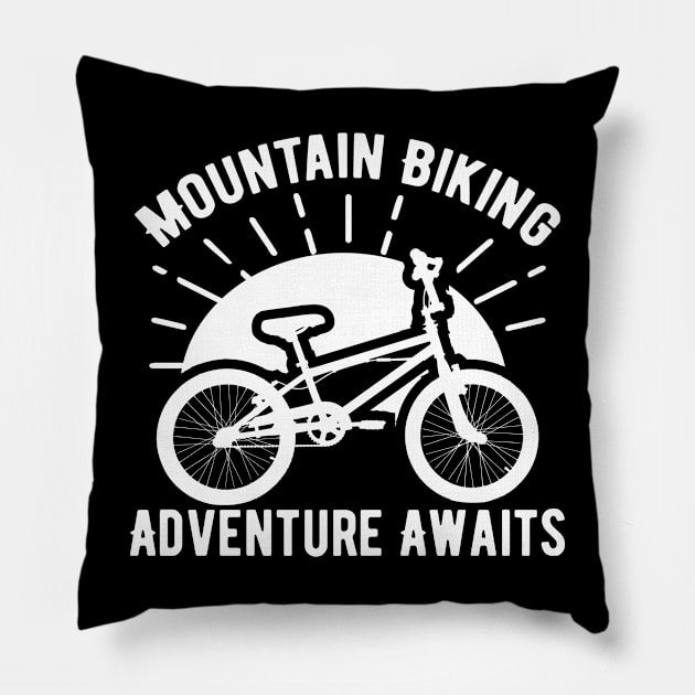 Vintage Mountain Bike Cyclist Pillow by Monster Skizveuo