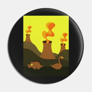 Dinos and Volcanos Pin