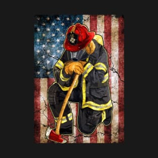 Fireman Firefighter US Flag T-Shirt