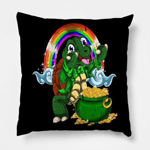 Turtle Shenanigan Retro Saint Patricks Day Pillow by ShirtsShirtsndmoreShirts