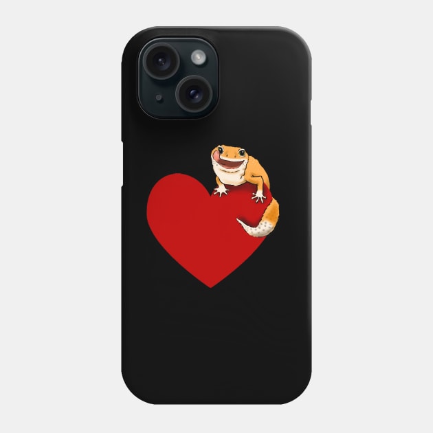 Leopard Gecko Lover, Smiling Gecko on Heart, Gecko Mom, Gecko Dad, Gecko Kids Phone Case by sockdogs