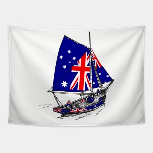 Vintage Australia Ship of Stand with Australia Tapestry