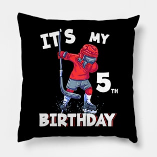 Kids Its My 5Th Birthday 5 Year Old Ice Hockey Birthday Pillow