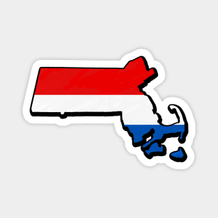 Red, White, and Blue Massachusetts Outline Magnet