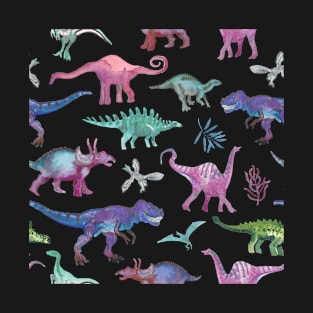 Dinosaurs hand painted multi pastel colors T-Shirt