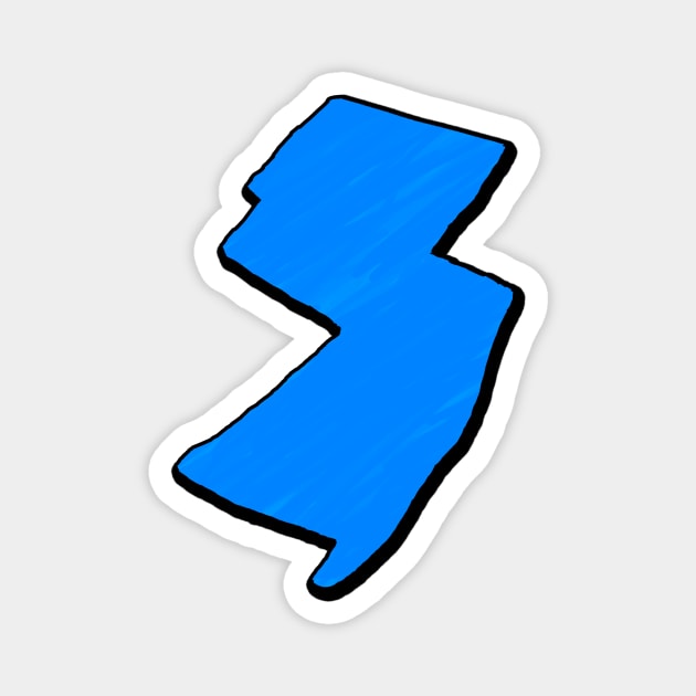 Bright Blue New Jersey Outline Magnet by Mookle