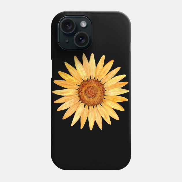 Watercolor sunflower illustration Phone Case by Ieva Li ART