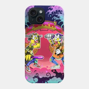 Super dope Slluks characters posing as gate guardian gods illustration Phone Case