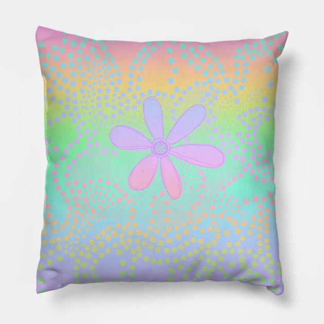 Pastel Rainbow Flower and Dots Pillow by Whoopsidoodle