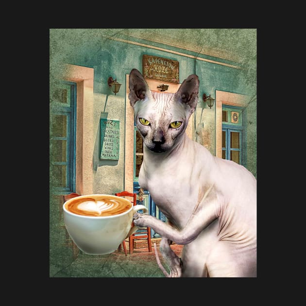 Sphynx Hairless Cat With Coffee by Random Galaxy