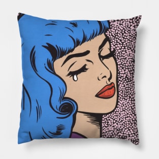 Blue Bangs Crying Comic Girl Pillow