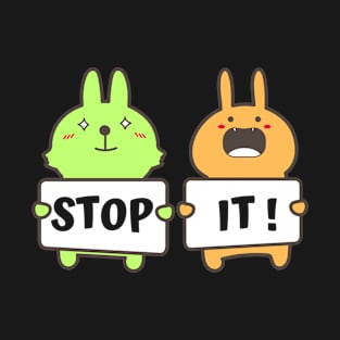 Funny Cartoon STOP IT Comic Rabbit Hare T-Shirt