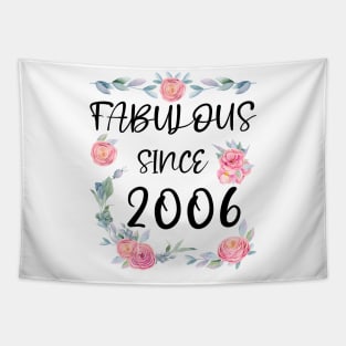 Women 15 Years Old Fabulous Since 2006 Flowers Tapestry