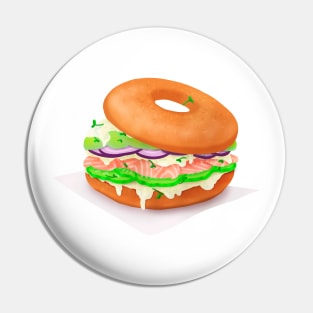 Salmon bagel sticker Pin