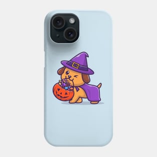 Cute Wizard Dog Bring Pumpkin Halloween Cartoon Phone Case
