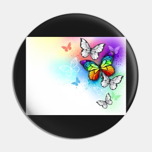 White Background with Rainbow Butterfly Pin